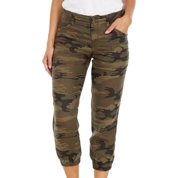 Sanctuary Olive Green Linen Cargo Pants - Picture 1 of 6